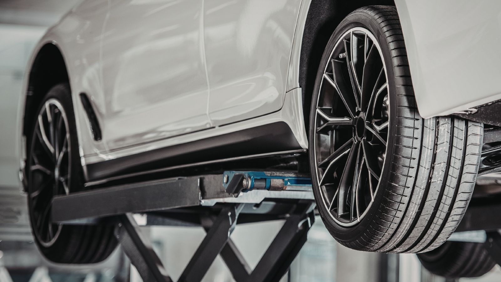 Vehicle undergoing structural repair