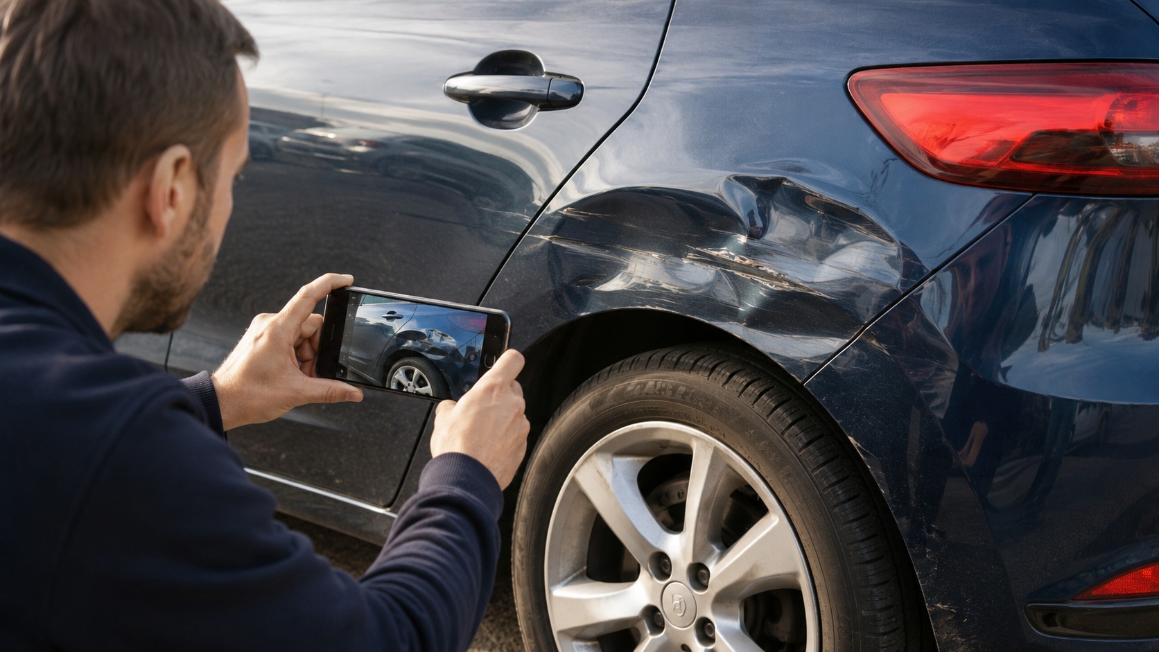 Vehicle body damage being documented for an insurance claim